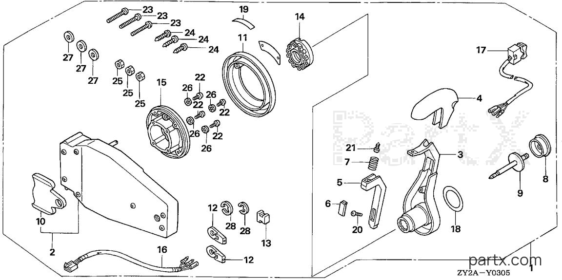 Honda BF225AK0 XXCA - REMOTE CONTROL (FLUSH MOUNT TYPE) (L.)