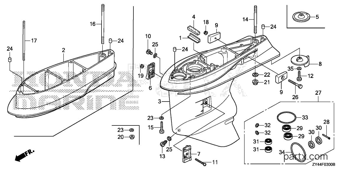 Honda BF225AK1 XXCA - GEAR CASE