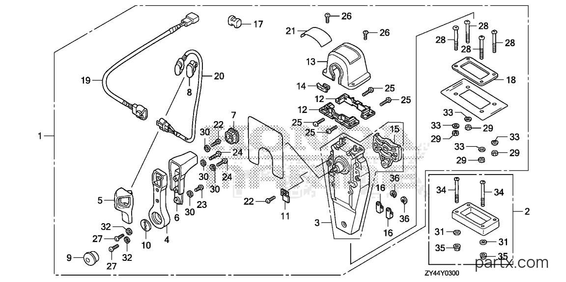 Honda BF225AK1 XXCA - REMOTE CONTROL (TOP MOUNT SINGLE TYPE) (R.)