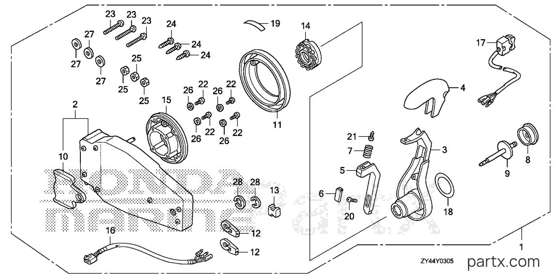 Honda BF225AK1 LA - REMOTE CONTROL (FLUSH MOUNT TYPE) (L.)