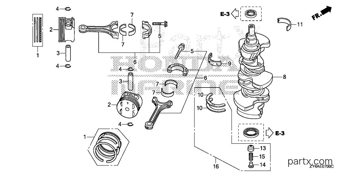 Honda BF175AK2 LA - CRANKSHAFT - PISTON