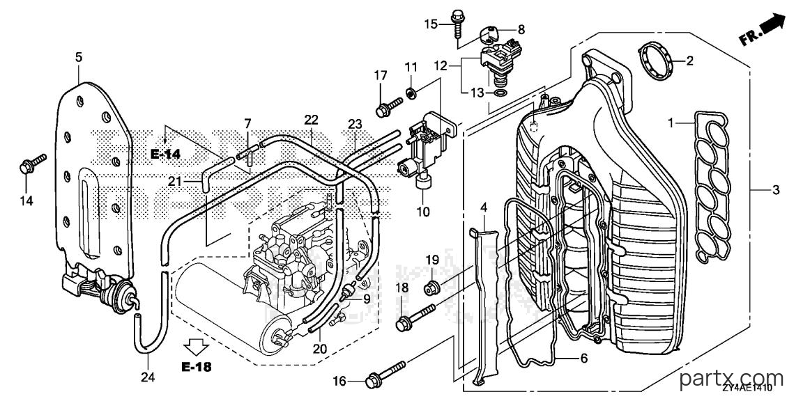 Honda BF225AK3 X5 - INTAKE MANIFOLD