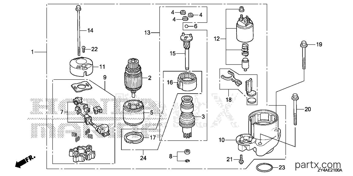 Honda BF225AK3 LA - STARTER MOTOR