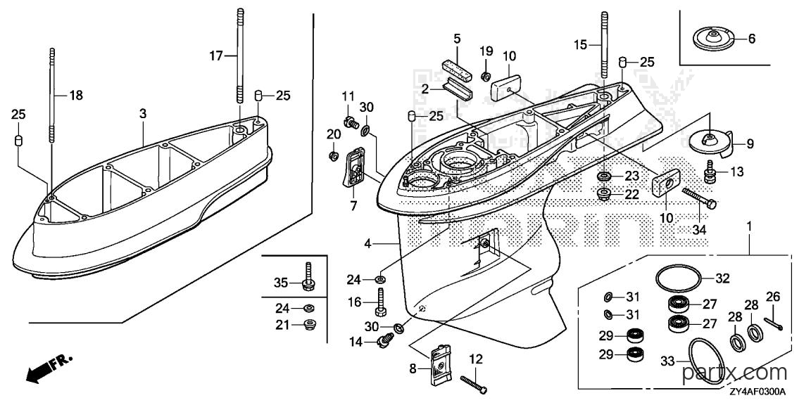 Honda BF225AK3 XCW - GEAR CASE