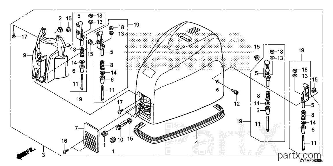 Honda BF225AK2 XXCA - ENGINE COVER