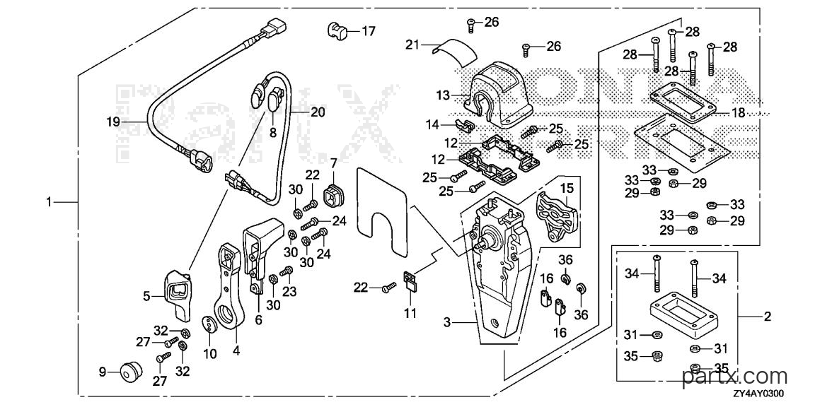 Honda BF225AK3 XC5 - REMOTE CONTROL (TOP MOUNT SINGLE TYPE) (R.)