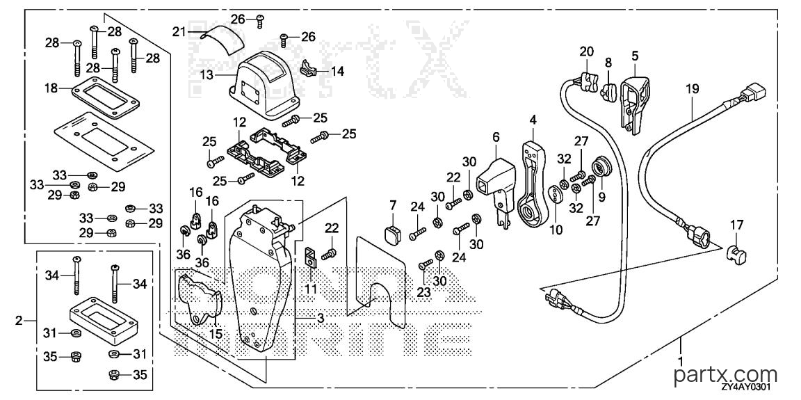 Honda BF225AK3 XW - REMOTE CONTROL (TOP MOUNT SINGLE TYPE) (L.)