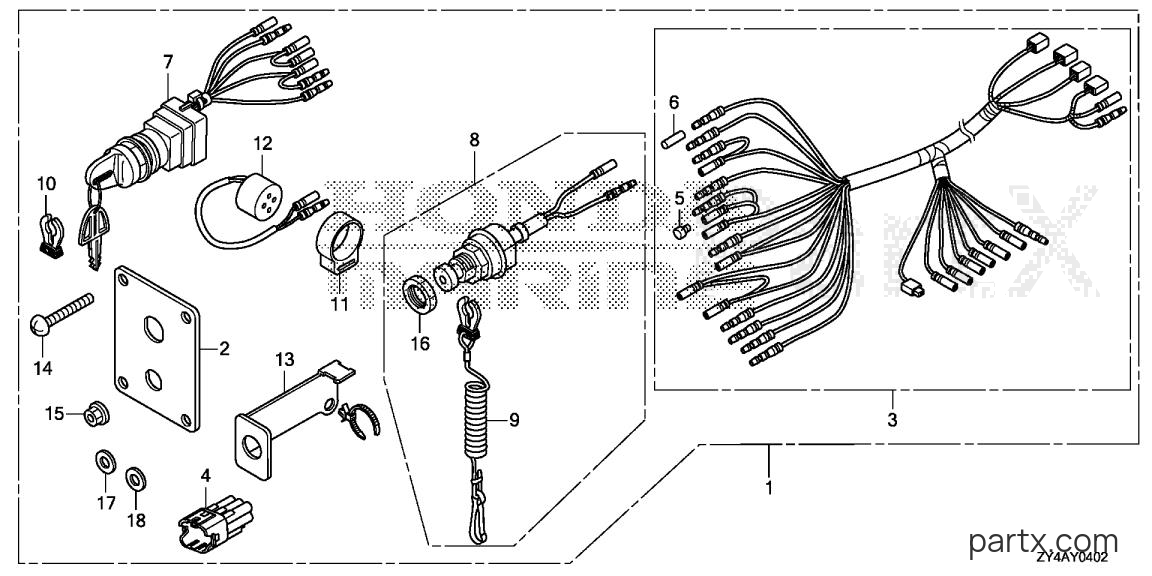 Honda BF225AK3 XXCW - SWITCH PANEL KIT (3)