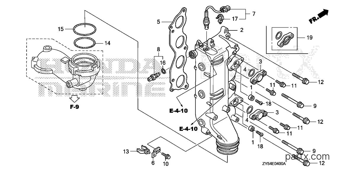 Honda BF135AK0 XA - EXHAUST PIPE