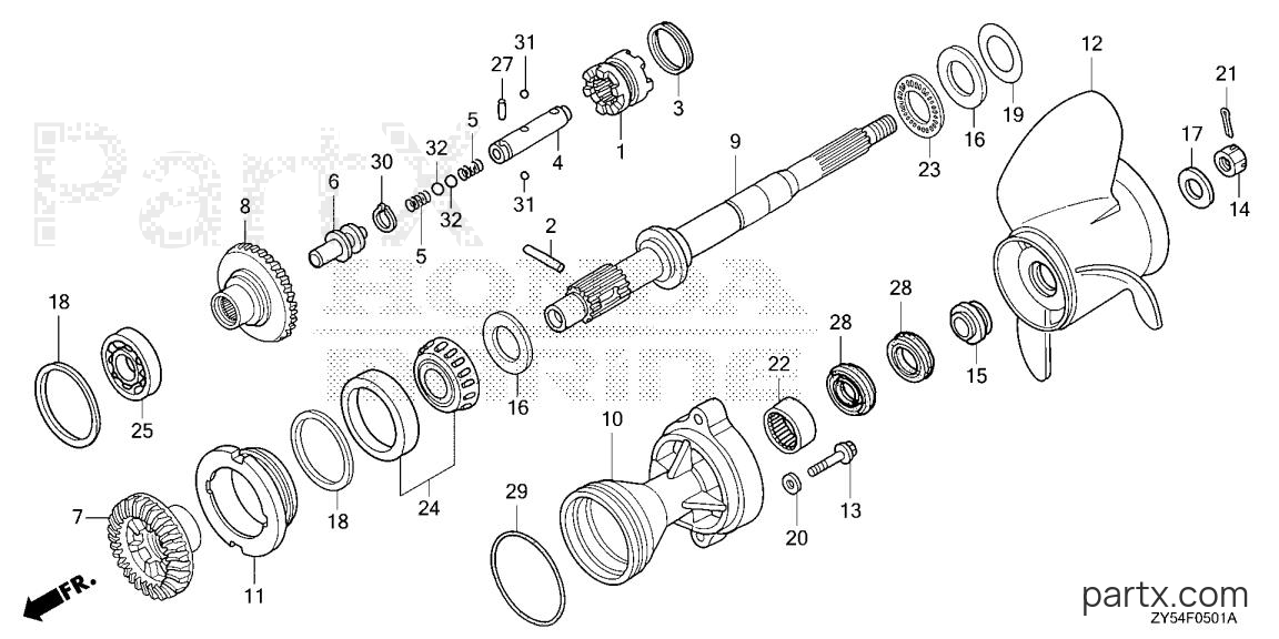 Honda BF150AK0 XCA - PROPELLER SHAFT - PROPELLER (XCA/XCC)