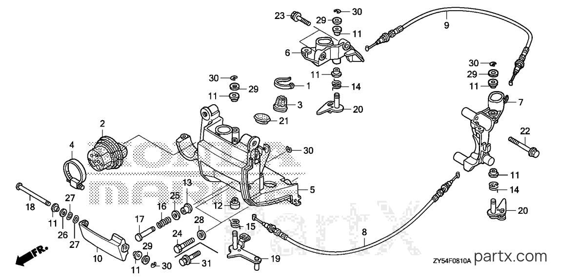 Honda BF150AK0 LA - FRONT COVER BRACKET - FRONT LOCK
