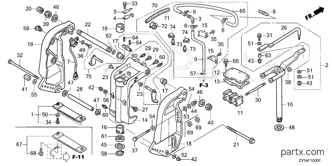 Honda BF150A5 LA - STERN BRACKET - SWIVEL CASE