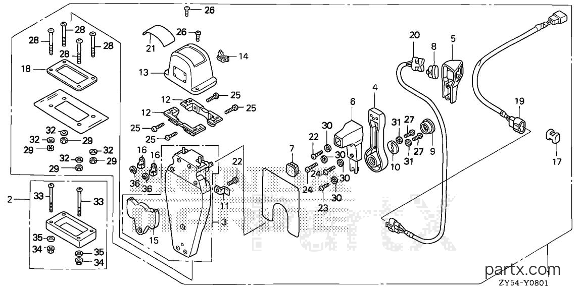Honda BF135A6 LA - REMOTE CONTROL (TOP MOUNT SINGLE TYPE) (L.)
