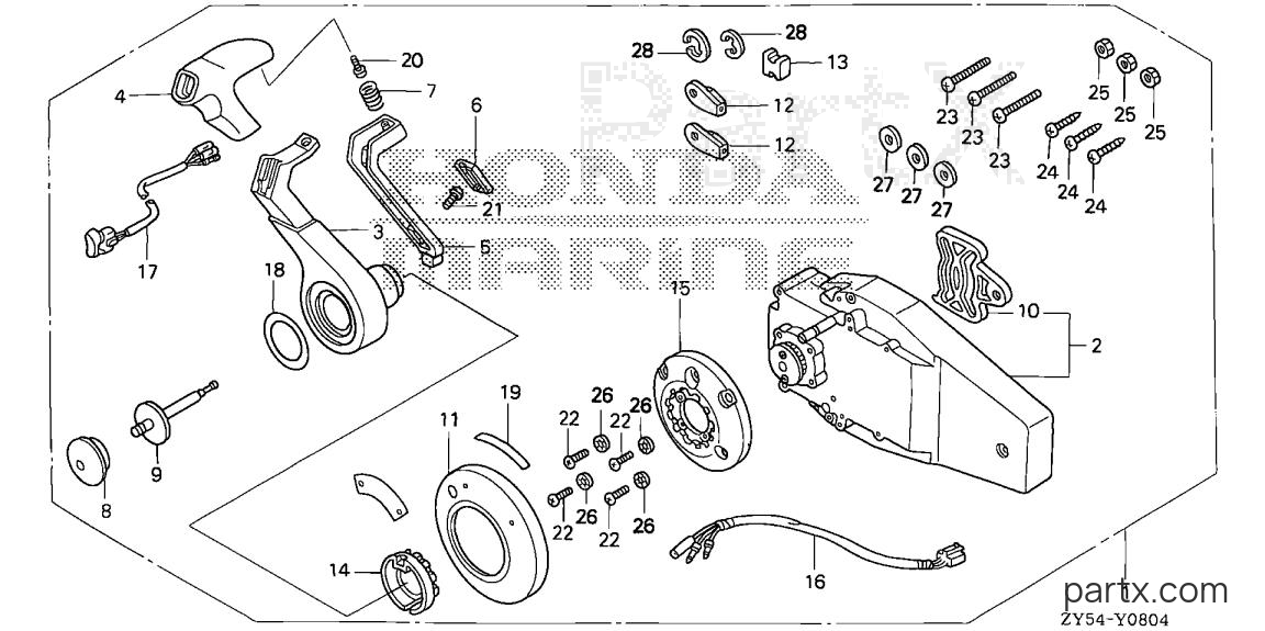 Honda BF150AK0 XCA - REMOTE CONTROL (FLUSH MOUNT TYPE) (R.)