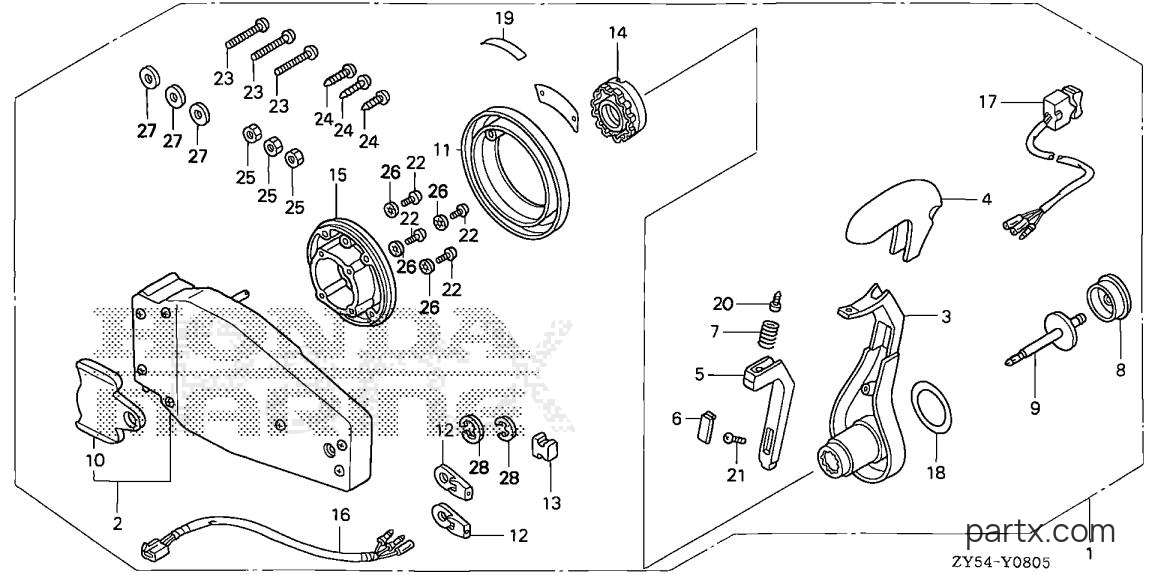 Honda BF135A6 XCA - REMOTE CONTROL (FLUSH MOUNT TYPE) (L.)