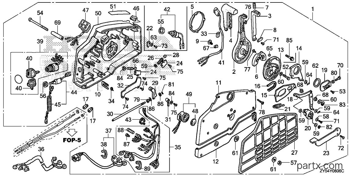 Honda BF135A6 LA - REMOTE CONTROL (HI-LEX) (HANDLE CAP = GRAY)