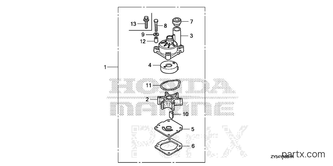 Honda BF135AK0 XCA - WATER PUMP IMPELLER KIT (2)