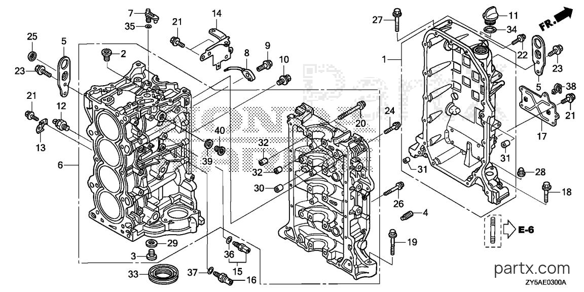 Honda BF150AK2 LS - CYLINDER BLOCK