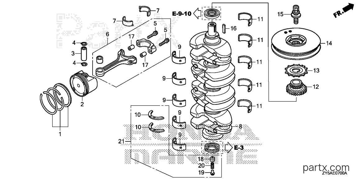 Honda BF150AK2 XCA - CRANKSHAFT - PISTON
