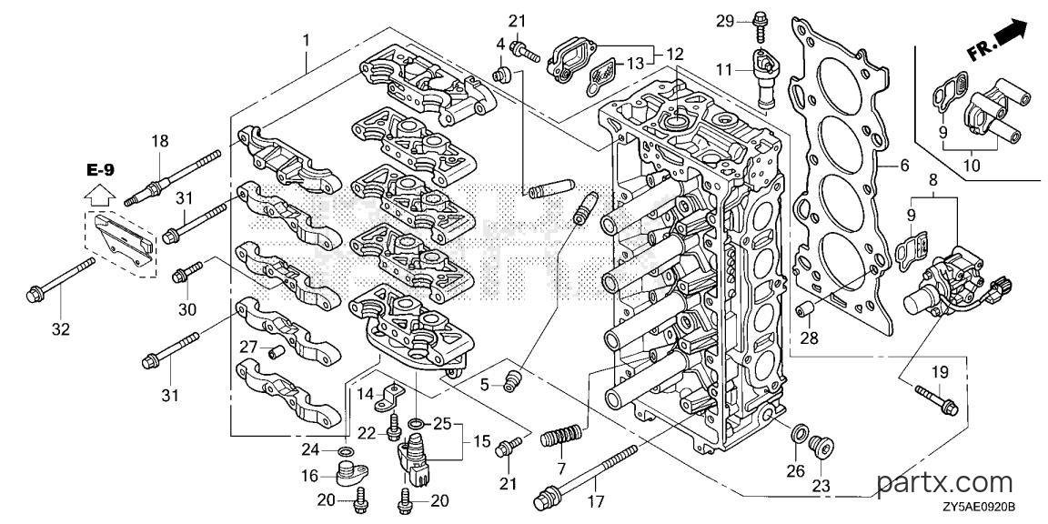 Honda BF150AK2 LA - CYLINDER HEAD
