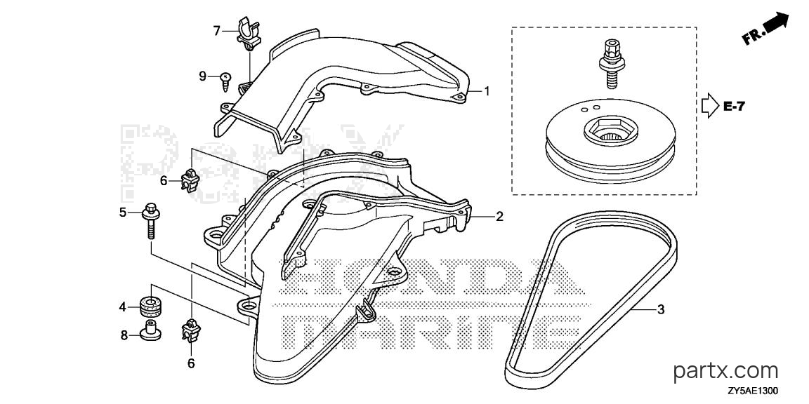 Honda BF150AK2 XA - SILENCER DUCT