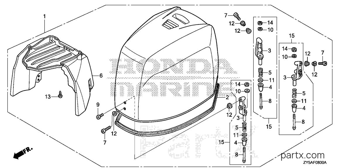 Honda BF150AK2 JA - ENGINE COVER ASSY.