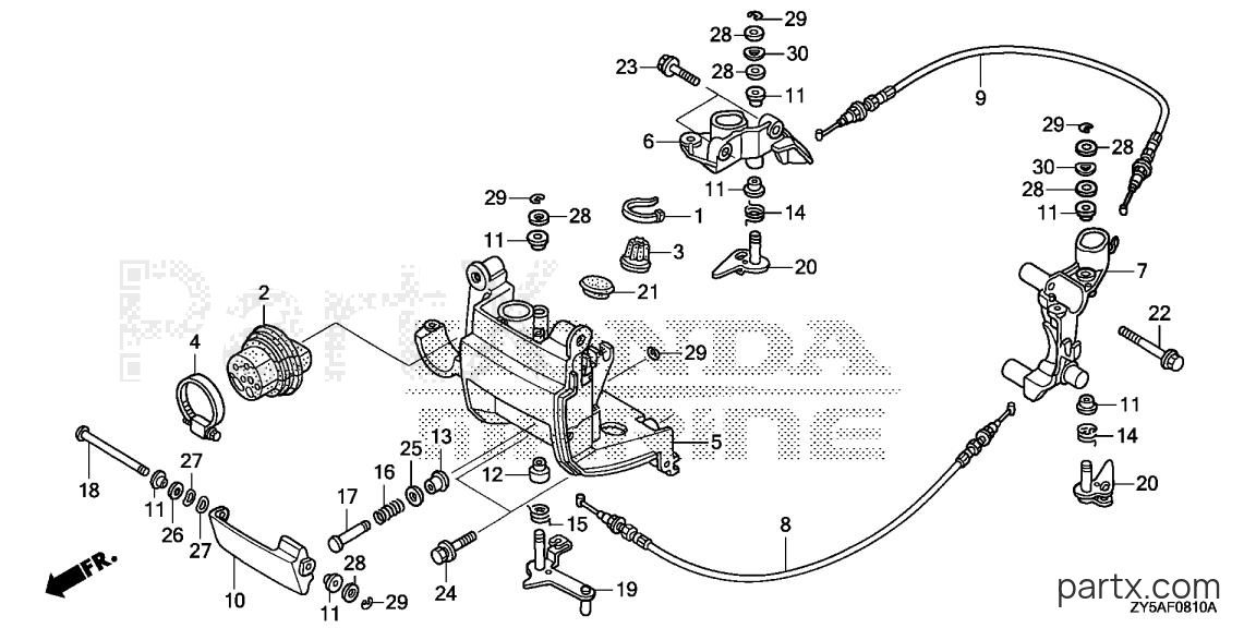 Honda BF135AK2 XA - FRONT COVER BRACKET - FRONT LOCK