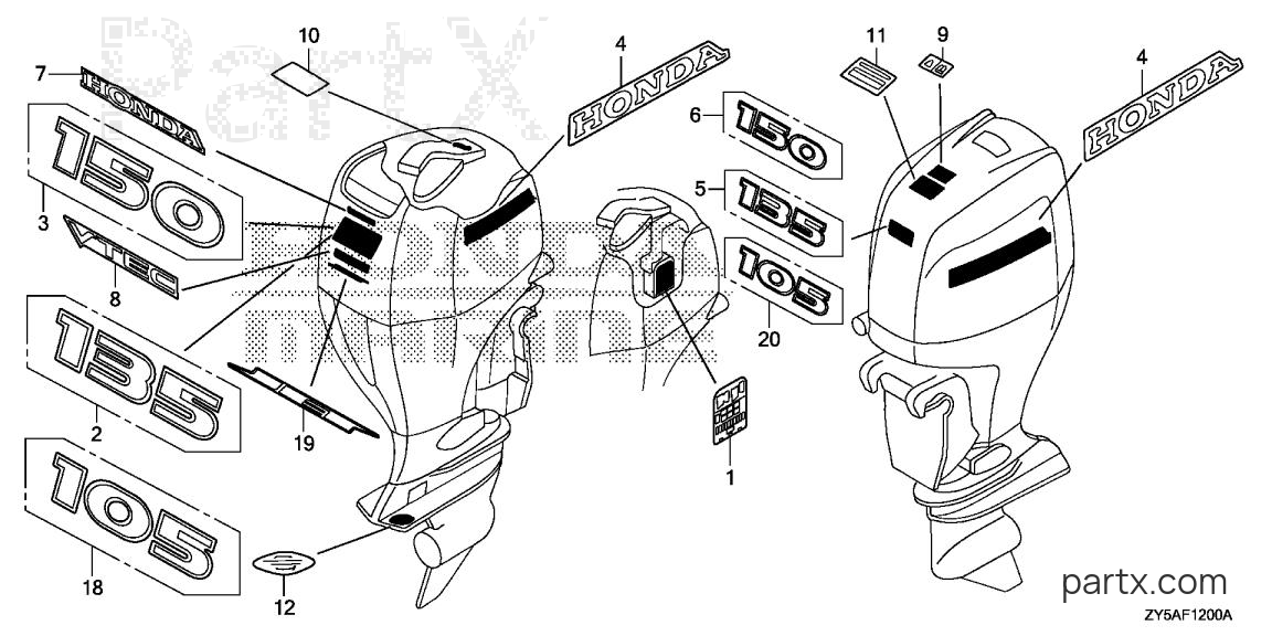 Honda BF150AK2 JA - LABELS