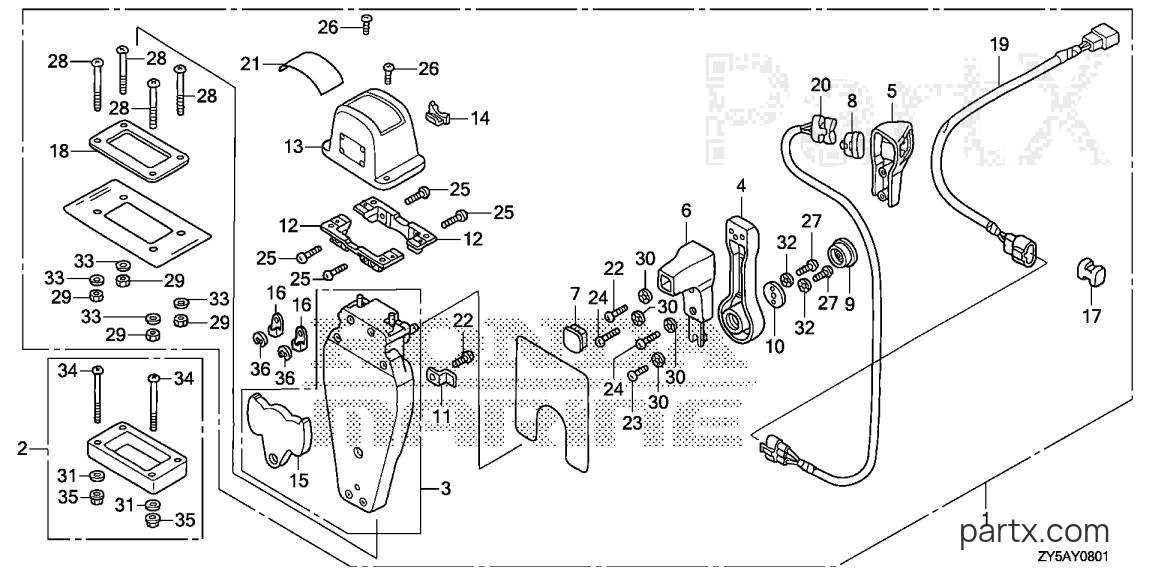 Honda BF150AK2 XS - REMOTE CONTROL (TOP MOUNT SINGLE TYPE) (L.)