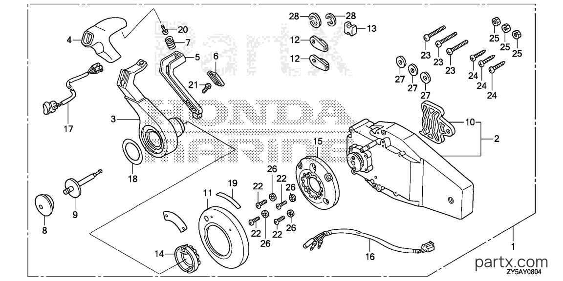 Honda BF150AK2 XS - REMOTE CONTROL (FLUSH MOUNT TYPE) (R.)