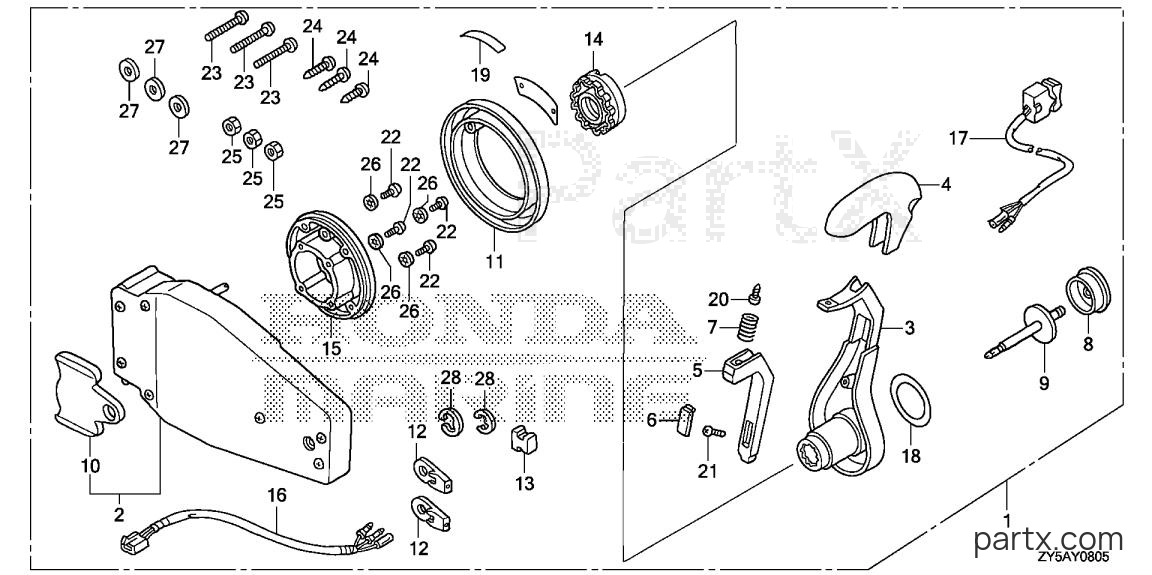 Honda BF150AK2 XCS - REMOTE CONTROL (FLUSH MOUNT TYPE) (L.)