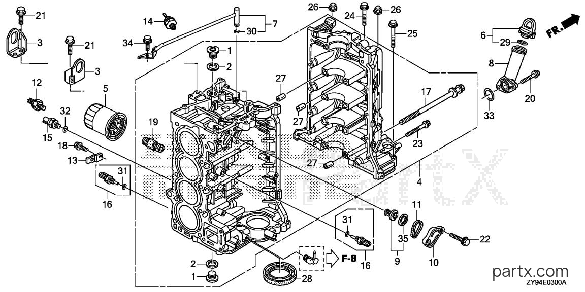 Honda BF90DK0 LHTA - CYLINDER BLOCK
