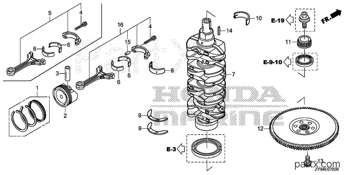 Honda BF90DK0 XRTA - CRANKSHAFT - PISTON