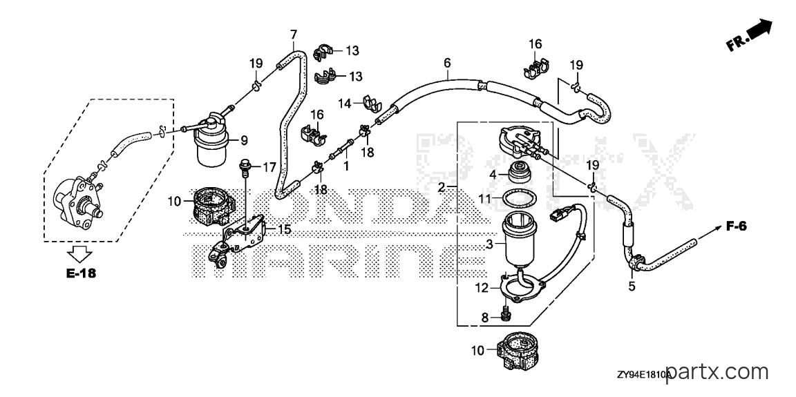 Honda BF90DK0 XRTA - WATER SEPARATOR