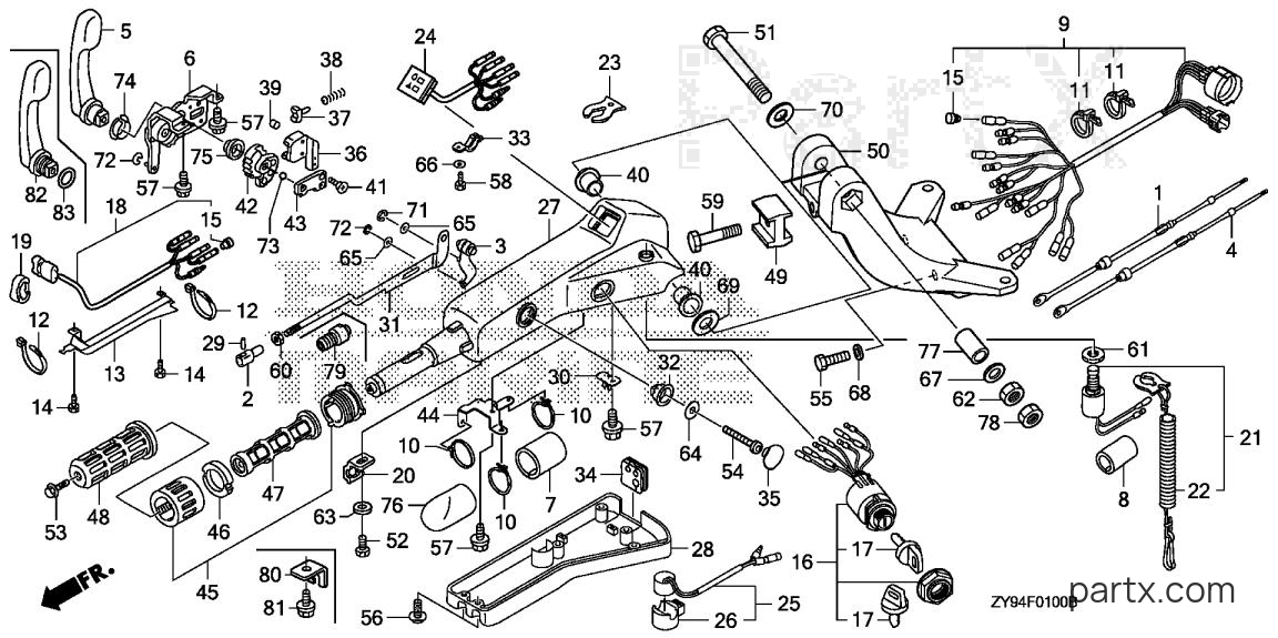 Honda BF90DK0 XRTA - HANDLEBAR