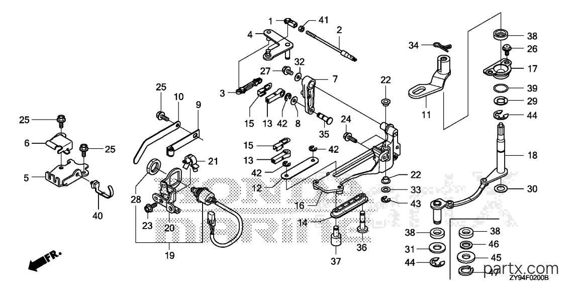 Honda BF90DK0 LRTA - SHIFT SHAFT