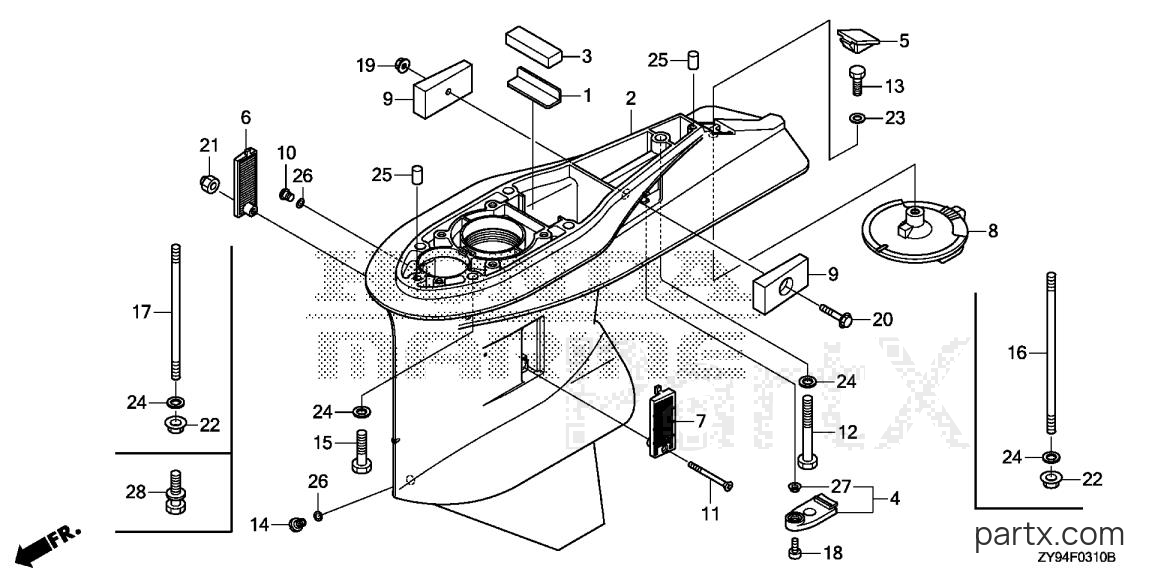 Honda BF90DK0 LRTA - GEAR CASE