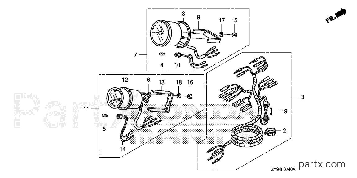 Honda BF90DK0 XRTA - TRIM METER - TACHOMETER