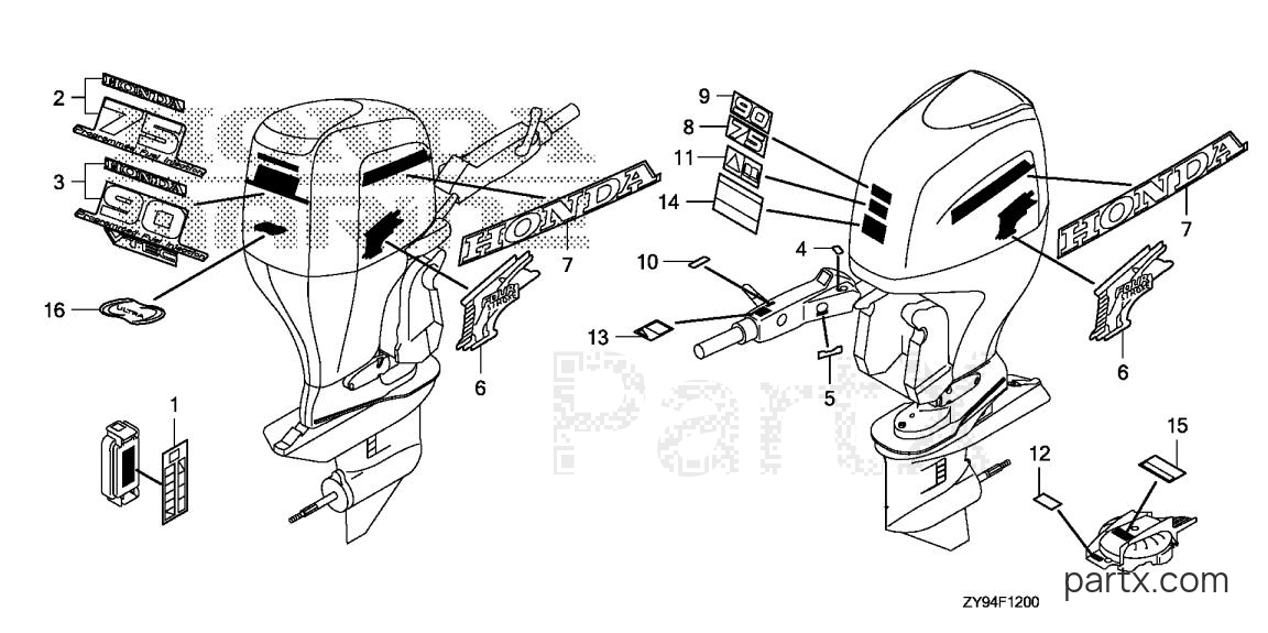 Honda BF90DK0 XRTA - LABELS