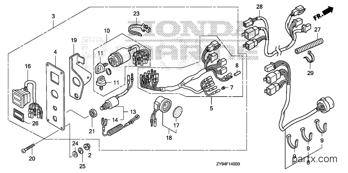 Honda BF90DK0 LRTA - CONTROL PANEL (SINGLE) (2-LED)