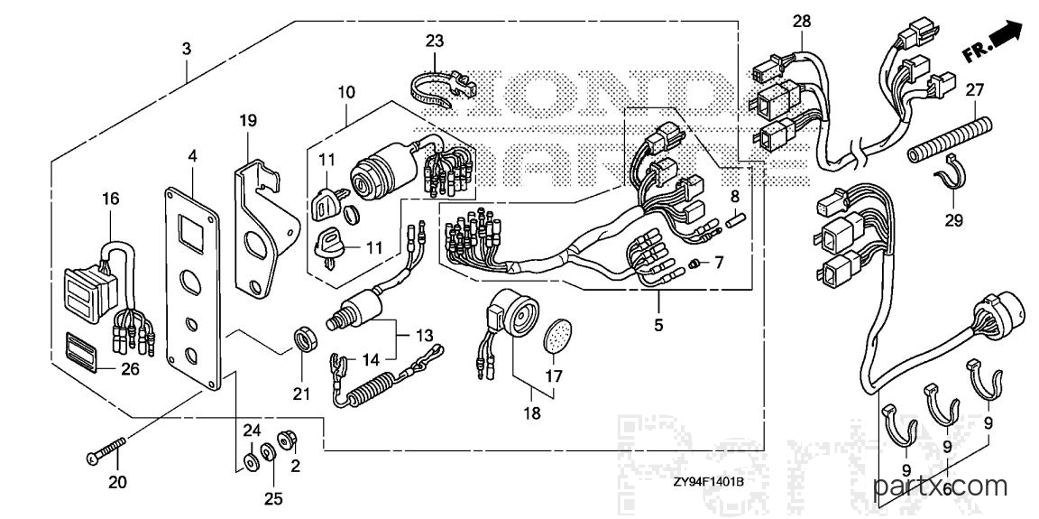 Honda BF75DK0 LHTA - CONTROL PANEL (DUAL) (2-LED)