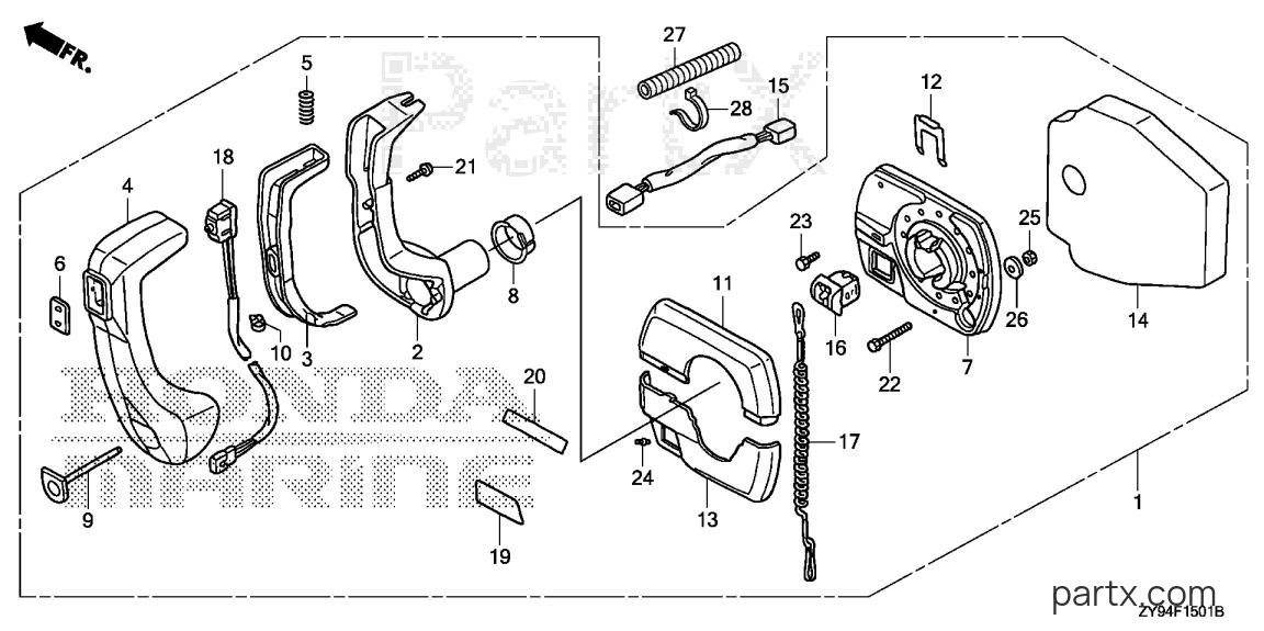 Honda BF90DK0 XRTA - REMOTE CONTROL (PANEL MOUNT)