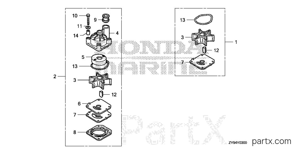 Honda BF90DK0 LRTA - IMPELLER PUMP KIT