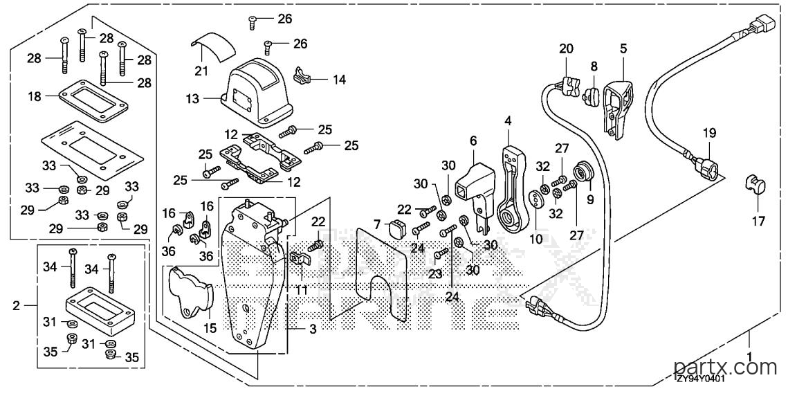 Honda BF90DK0 LHTA - REMOTE CONTROL (TOP MOUNT SINGLE TYPE) (L.)