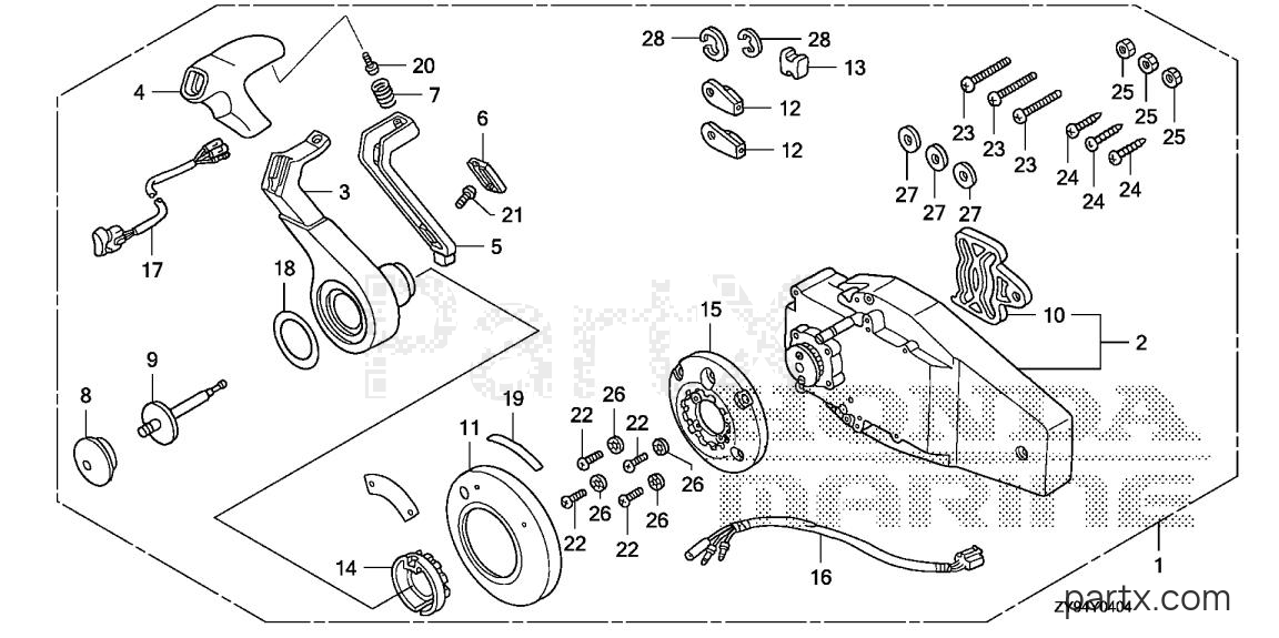 Honda BF90DK0 LRTA - REMOTE CONTROL (FLUSH MOUNT TYPE) (R.)