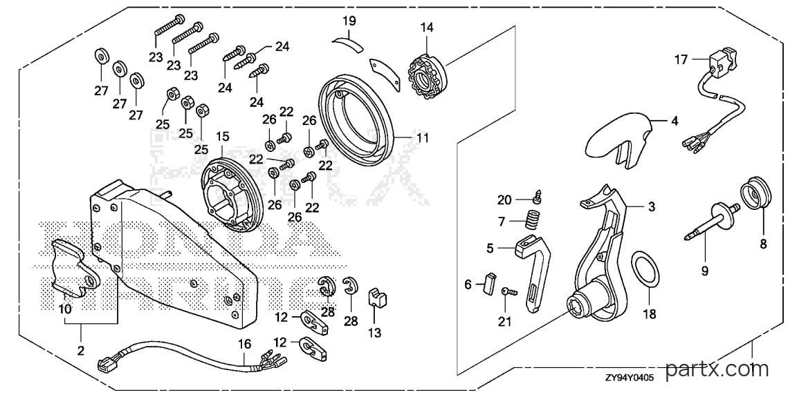 Honda BF90DK0 XRTA - REMOTE CONTROL (FLUSH MOUNT TYPE) (L.)