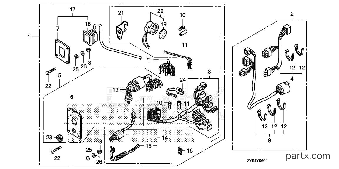 Honda BF75DK0 LHTA - SWITCH PANEL KIT (2-PANEL/4-LED)