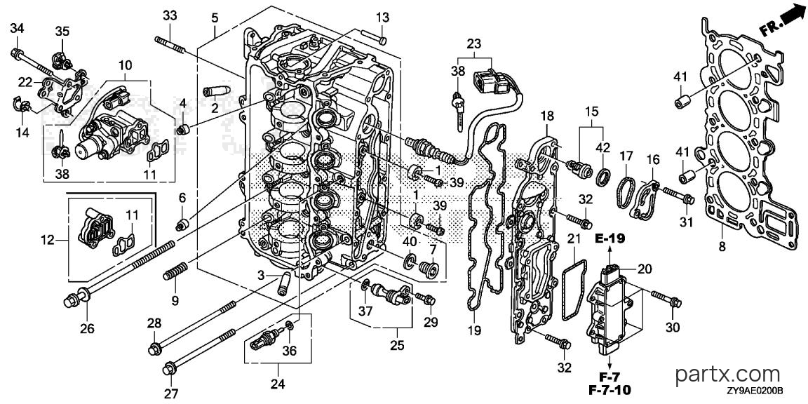 Honda BF90DK4 LRTA - CYLINDER HEAD