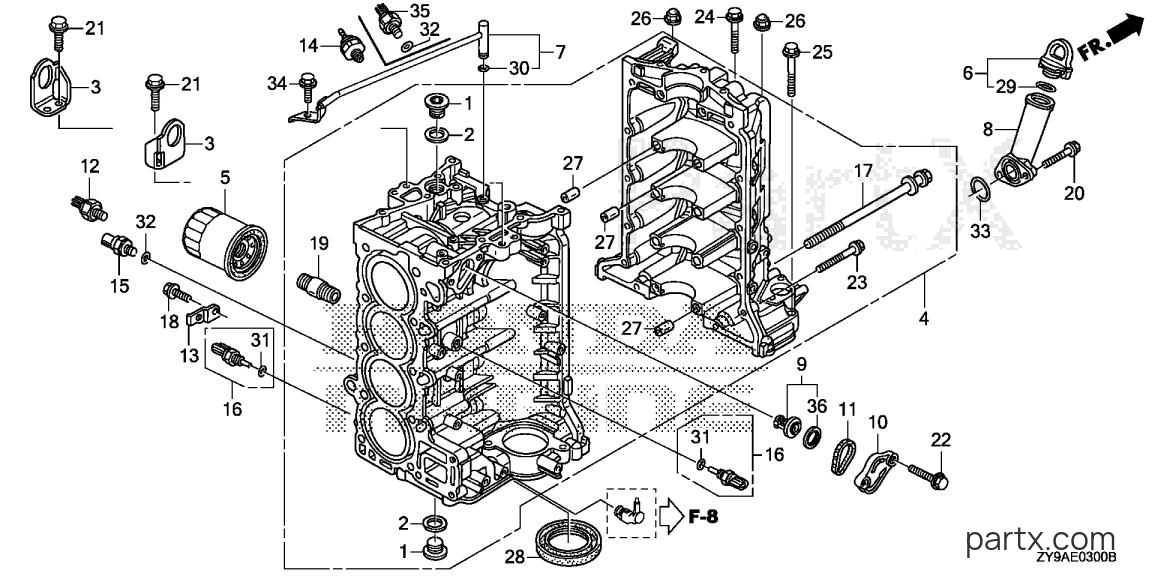 Honda BF75DK3 LRTA - CYLINDER BLOCK