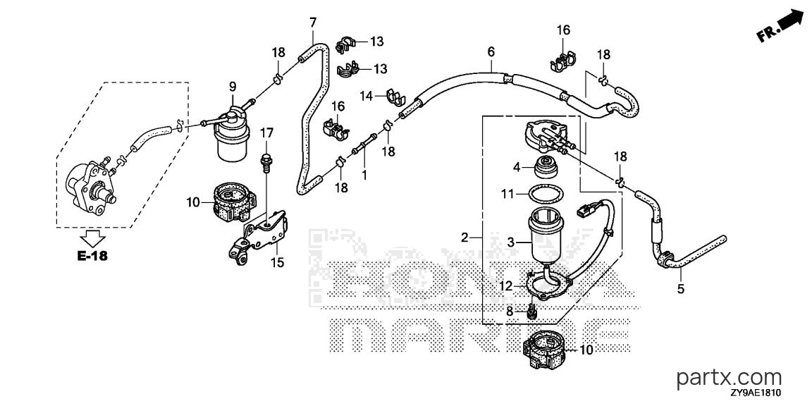 Honda BF90DK4 LRTA - WATER SEPARATOR